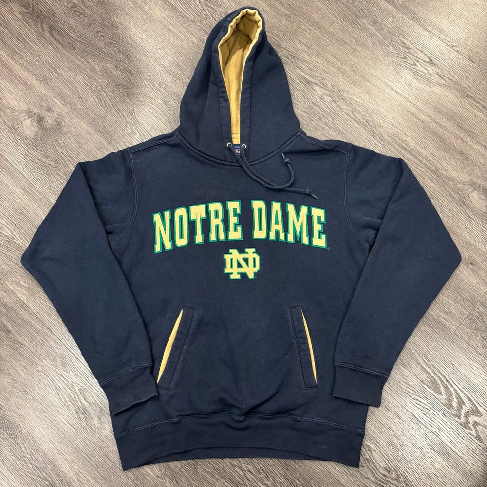 Vintage Notre Dame Champs Hoodie, Men’s XS, Navy and Gold